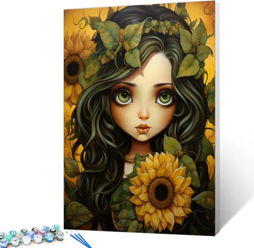 Vista 17 de Kit de pintura por números, lienzo de 16 x 20 pulgadas, pintura al óleo para niños, 16 x 20 pulgadas, pintura al óleo para adultos, adultos