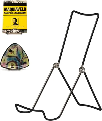 Vista 11 de KINGDOM SOLUTIONS HECHO EN EE.UU. Paquete de 2 caballetes ajustables de metal negro - Soporte para libros - Soporte de placa resistente para arte