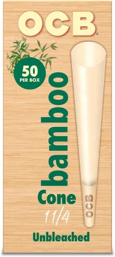 Vista 3 de OCB Conos de papel de liar preenrollados de bambú sin blanquear 1-1/4 (3.307 in) Tamaño - 50 conos