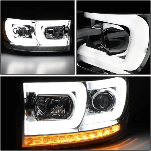 Vista 13 de DNA MOTORING HL-HPL-RM06-G-CH-AM LED U-Bar DRL Faros de señal de giro perseguidores compatibles con Dodge Ram 1500 06-08/Dodge Ram 2500 3500 06-09