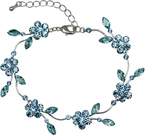 Vista 34 de Faship - Juego de collar y aretes con cristales de imitación florales AB