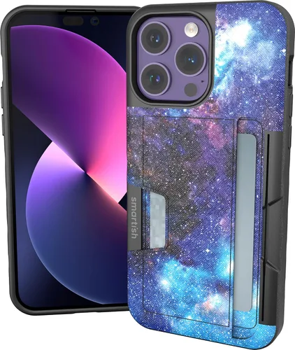 Vista 115 de Smartish Funda tipo cartera para iPhone 11 Pro - Wallet Slayer Vol. 2 [soporte protector delgado] tarjetero (seda) - Black Tie Affair