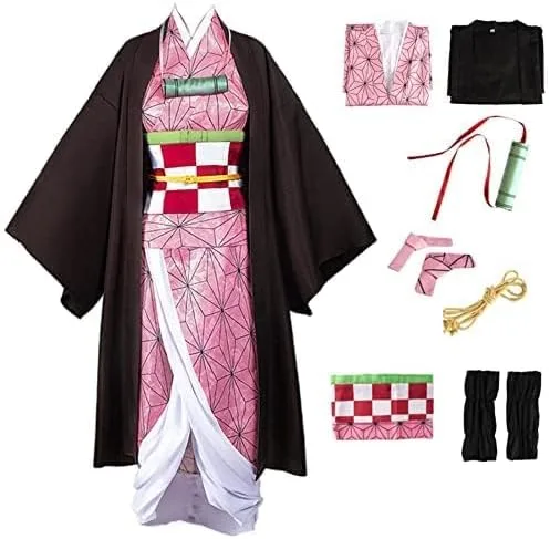 Vista 2 de Anime Cosplay Costume Kimono for Adult Robe Halloween Outfit With Props Wig