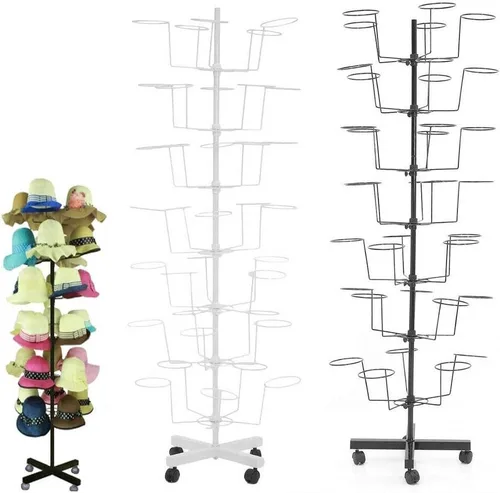 Vista 6 de Exhibición giratoria para sombreros de 7 niveles y 35 sombreros, soporte ajustable para sombreros, sombreros de exhibición giratorios, estante