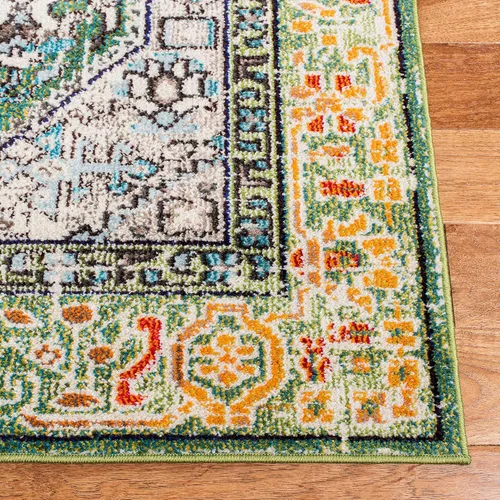 Vista 3 de SAFAVIEH Madison Collection - Alfombra decorativa de 2 pies 2 pulgadas x 4 pies, color verde y turquesa, diseño envejecido, no desprende pelusa