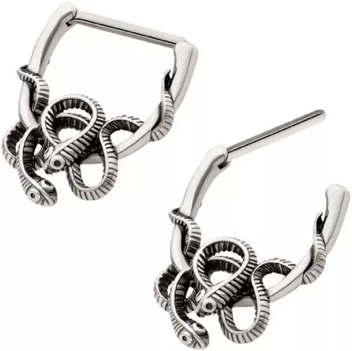 Vista 2 de Pierced Owl 14GA 316L Acero Inoxidable Entrelazado Serpientes Nipple Clickers, Vendido por Par