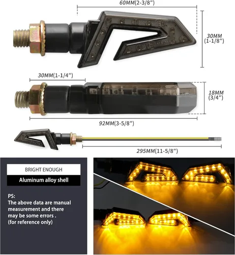 Vista 4 de JMTBNO 4 luces intermitentes universales para motocicleta, 15 luces LED intermitentes compatibles con Honda, Yamaha, Suzuki, Street Sports Bike Dirt