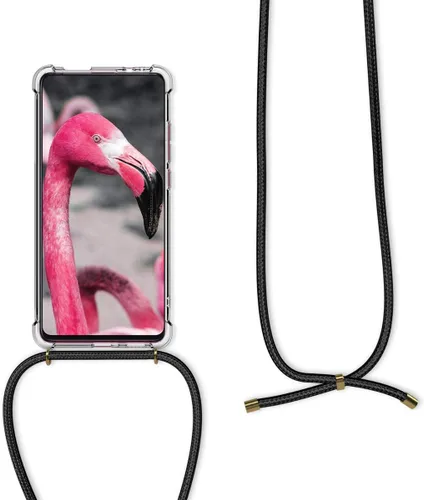 Vista 5 de kwmobile Funda cruzada compatible con Xiaomi Mi 9T (Pro) / Redmi K20 (Pro) - Funda transparente de TPU con correa de cordón - Negro/Transparente