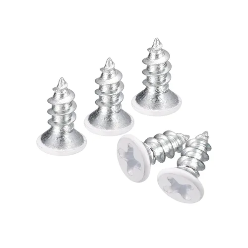 Vista 8 de uxcell Tornillos blancos ST2x4mm Tornillos autorroscantes, 100 tornillos Phillips de cabeza plana para madera para carpintería