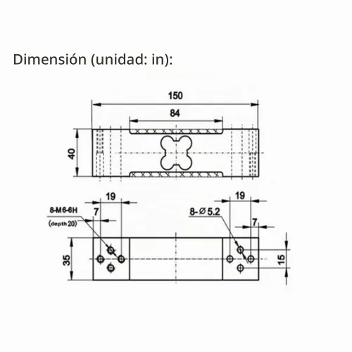 Vista 3 de ATO Célula de carga de 220.5 lbs, célula de carga de haz de un solo punto 220.5 lbs, célula de carga tipo rectangular, célula de carga voladiza