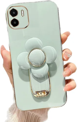 Vista 37 de Miagon - Funda con soporte para Xiaomi Redmi A1, galvanizado suave TPU protector delgado a prueba de golpes con molinete giratorio soporte de flores