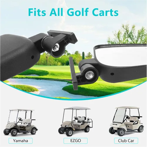 Vista 3 de 10L0L Espejos laterales para carrito de golf con luz intermitente de señal de giro LED conectada al kit de faros, espejo retrovisor universal