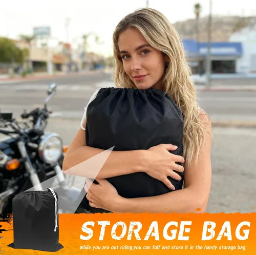 Vista 6 de Funda impermeable para motocicleta, bolsa de almacenamiento para exteriores, hecha de material resistente con agujeros de bloqueo y tira