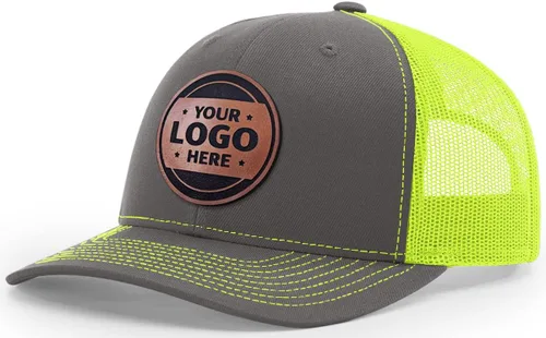 Vista 19 de Sombrero de parche de cuero de camionero personalizado grabado con láser