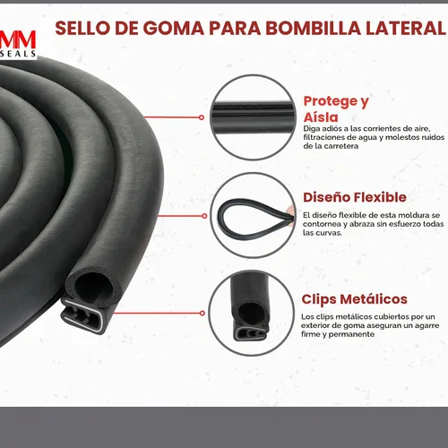 Vista 4 de Tiras de goma horizontal para puerta de automóvil, Negro