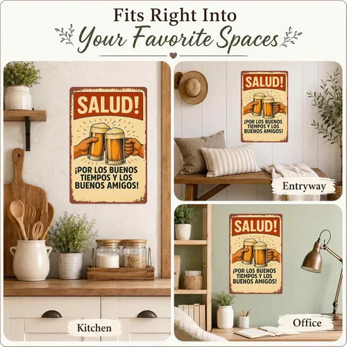 Vista 7 de Salud! ¡Por Los Buenos Tiempos Y Los Buenos Amigos! Vintage Metal Sign