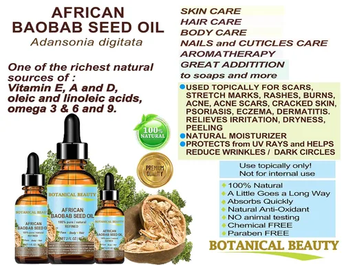Vista 6 de Botanical Beauty Aceite de semillas de BAOBAB 100% puro y natural refinado prensado en frío aceite portador 2 fl oz 2.0 fl oz para cara, piel