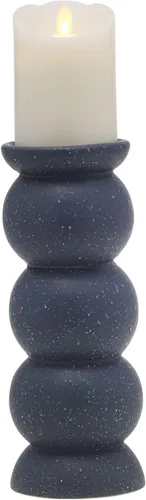 Vista 3 de Elements Portavelas de cerámica de 10 pulgadas, diseño de esfera apilada en azul oscuro, soporte decorativo moderno para decoración del hogar, sala