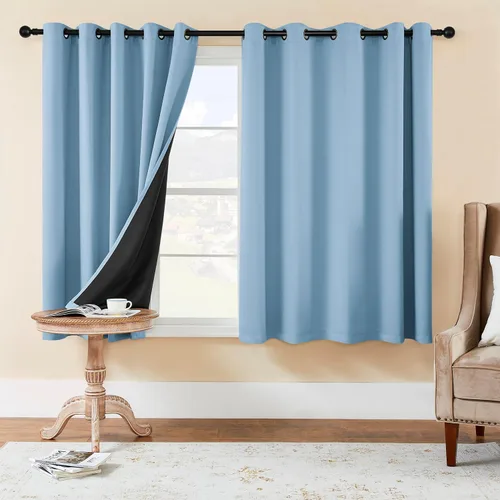 Vista 44 de Rutterllow - Cortinas 100% opacas, paneles de cortina con ojales, aislamiento térmico y bloqueo de luz para habitación y sala de estar