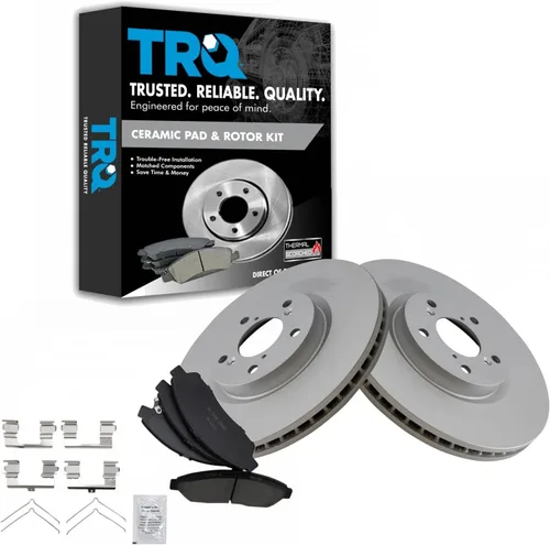 Vista 94 de TRQ Juego de pastillas de freno delantero y rotores con revestimiento de cerámica compatible con Jeep Compass Patriot 2017