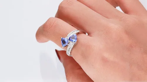 Vista 4 de Gin & Grace Anillo de tanzanita natural azul de oro blanco de 10 quilates (I1, I2) (talla 7) para mujer, Metal Metal Piedra preciosa Piedra