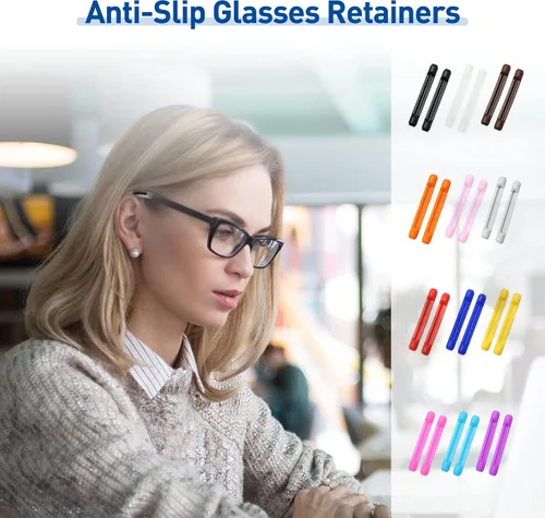 Vista 7 de lvvfit Retenedor de silicona suave para lentes de patillas para niños y adultos, retenedores elásticos antideslizantes, Negro