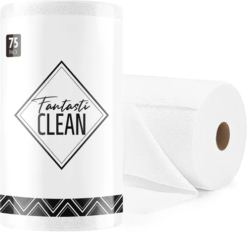 Vista 27 de Fantasticlean - Rollo de paño de limpieza de microfibra, 75 hojas, 12 x 12 pulgadas (beige) Super Absorbent, Lint-free, Tear-away Microfiber Towel