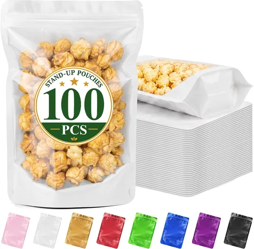 Vista 10 de ANZNKU 100PCS Mylar Bags Resealable Small Smell Proof Bags(Black, 3.5x5)