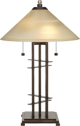 Vista 8 de Franklin Iron Works Metro Collection - Juego de 2 lámparas de mesa decorativas de 23 1/2 pulgadas de alto, estilo rústico, moderno, con cadena