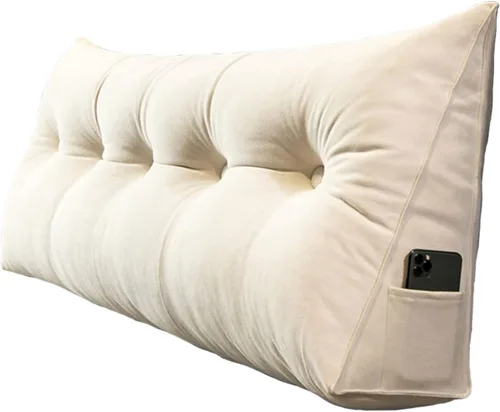Vista 7 de Almohada de cuña para cama tamaño Queen y tamaño King, cabecera de cama triangular para lectura, almohada de respaldo grande con funda de almohada