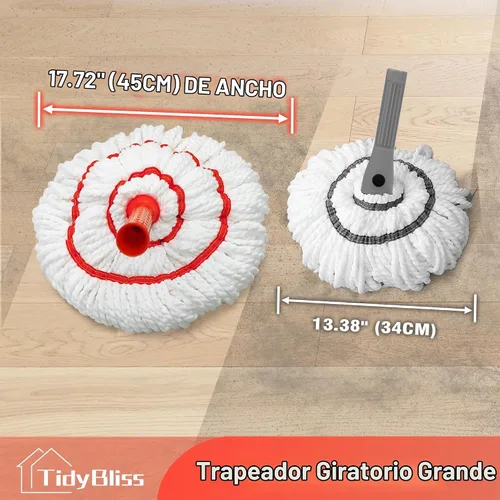 Vista 3 de Repuesto de cabezal de trapeador giratorio para limpieza de suelos, repuesto de microfibra lavable de algodón con almohadilla para fregar