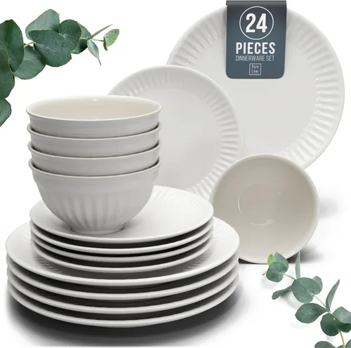 Vista 49 de Juego de vajilla de gres para 4 personas 12 piezas – Juego de platos y cuencos negros mate – Apto para lavavajillas, microondas y resistente a