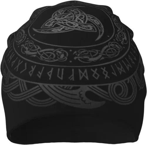 Vista 2 de Vikings Norse Runes - Gorro de invierno de punto suave para adultos al aire libre