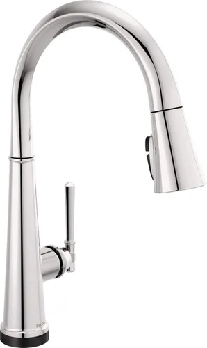 Vista 23 de Grifo de cocina Delta Faucet Emmeline de níquel cepillado, grifos de cocina con rociador desplegable, grifo de fregadero de cocina, cabezal