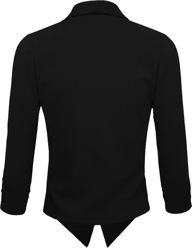 Vista 3 de Hybrid Company - Chaqueta casual de trabajo o oficina con parte delantera abierta y hombreras extraíbles hecha en los Estados Unidos para mujer