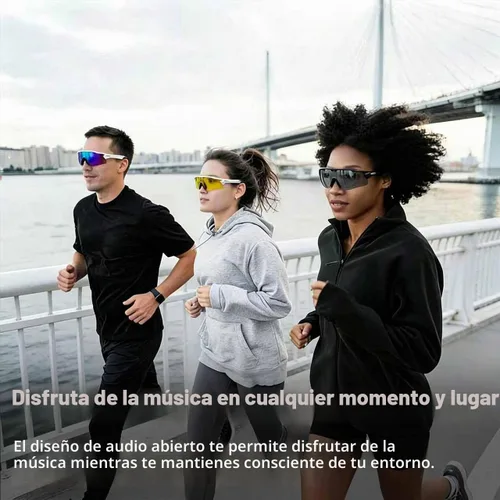 Vista 3 de Gafas de sol inteligentes con audio Bluetooth Música y llamadas manos libresAsistente de voz AI, altavoces de oído abierto, gafas de sol