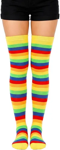 Vista 25 de Calcetines altos para mujer, calcetines altos a rayas hasta el muslo Bandera estadounidense