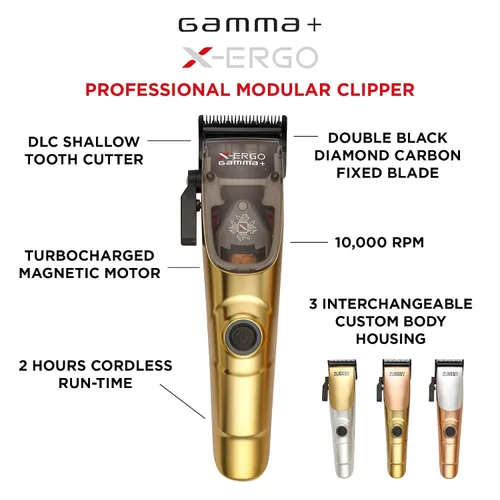 Vista 7 de GAMMA+ Cortapelos profesional XErgo y cortadora de pelo profesional Ergo con motores magnéticos microchip
