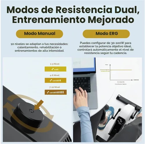 Vista 4 de CYCPLUS Mini ejercitador de pedal DC1, motor sin escobillas autoalimentado de 160 W, modo ERG y sincronización de aplicaciones, resistencia