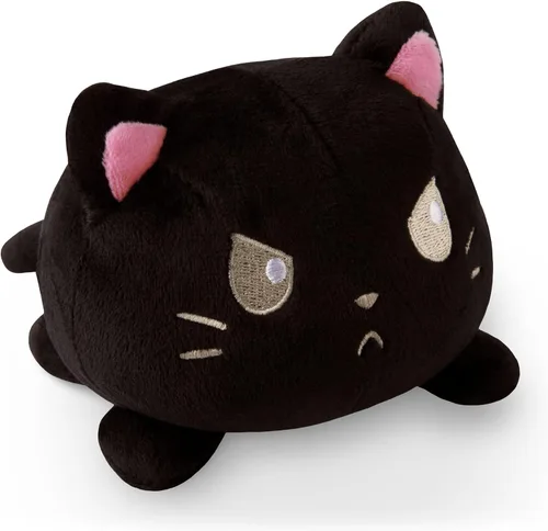 Vista 5 de TeeTurtle - Peluche reversible de gato siamés de 4 pulgadas Gato siamés feliz + enojado
