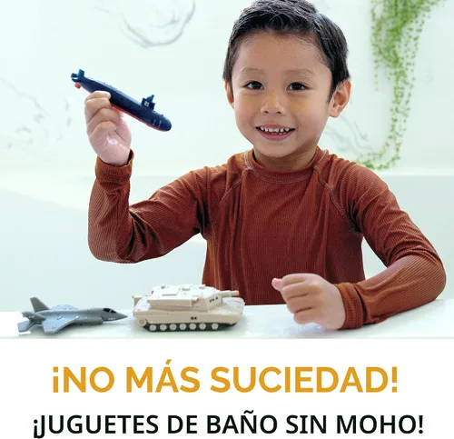 Vista 2 de SplashEZ Juguetes de Baño para Niños de 4-8 Años, Juguetes de Baño para Niños Varones, Sin Moho Sin Agujeros Sellados, Conjunto de Juego Militar