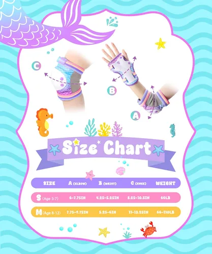 Vista 6 de Rodilleras para niños - ZOOBLISS Juego de rodilleras y coderas para bebés con protectores de muñeca para patinaje para niñas de 3 a 12 años,
