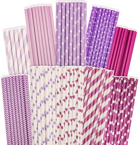 Vista 17 de qiqee Pajitas de papel negro, 150 pajitas desechables a granel (10 patrones negros, biodegradables, desechables, 7.75 x 0.25 pulgadas)
