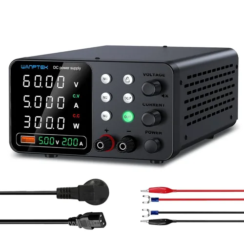 Vista 12 de Fuente de alimentación DC variable, fuentes de alimentación de banco ajustables y reguladas de 30 V 10 A con ajuste de memoria/tecla de Negro