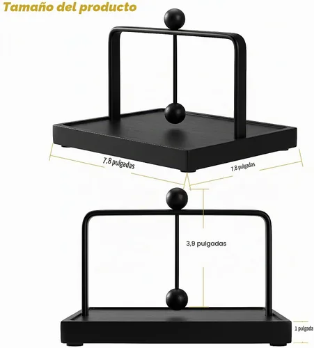 Vista 5 de ALLCENER Servilletero para mesa con brazo pesado Servilletero plano moderno negro Diseño de metal mate y madera para encimera de cocina, comedor