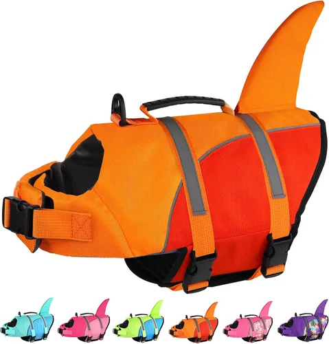 Vista 22 de Doglay Chaleco salvavidas para perro, chaleco salvavidas de tiburón Camuflaje azul-tiburón