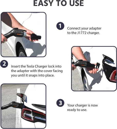 Vista 3 de Cerradura de cargador Tesla para adaptador J1772, compatible con todos los modelos Tesla 3/Y, S (2022+), X (2023+) para cerradura Tesla a J1772