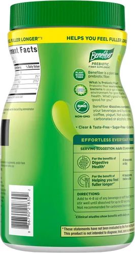 Vista 17 de Suplemento de fibra Benefiber, sin azúcar, NOV01383, 1, 1 Plant-based Prebiotic Fiber Powder, Sugar-Free, Dissolves Clear and Tasteless, GLP-1
