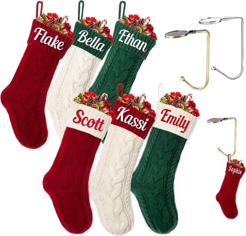 Vista 9 de Calcetines personalizados para mascotas Ulico, calcetines de Navidad personalizados para perros y gatos, calcetines de Navidad grandes bordados