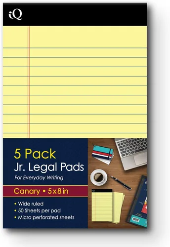 Vista 5 de iScholar iQ 98113 - Bloc de notas legales, canario, con rayas anchas, 8.5 x 11.75 pulgadas, 50 hojas por bloc, paquete de 3 almohadillas